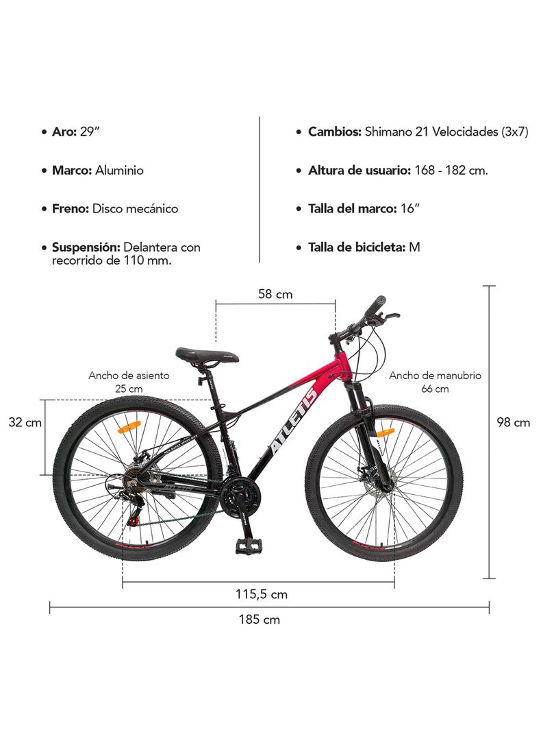 Bicicleta Mountain Bike Atletis Gravity Roja 29"-7