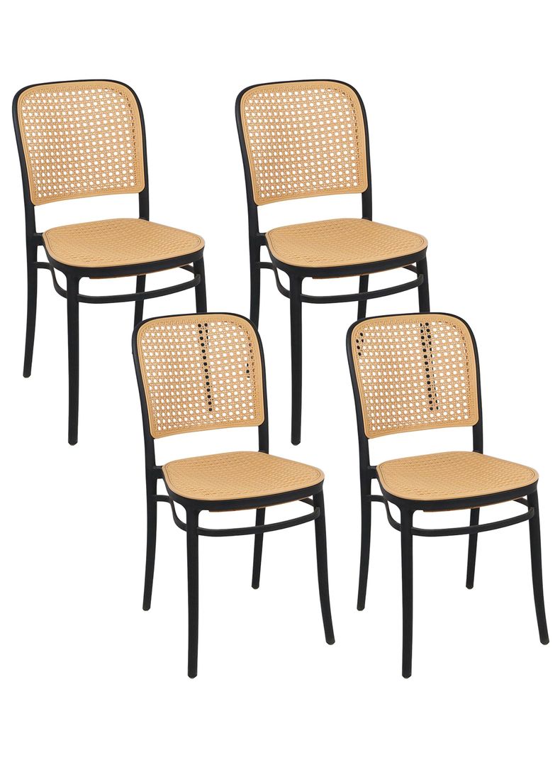 Pack 4 Sillas Terraza Plástica Cairo Negra/Beige-0