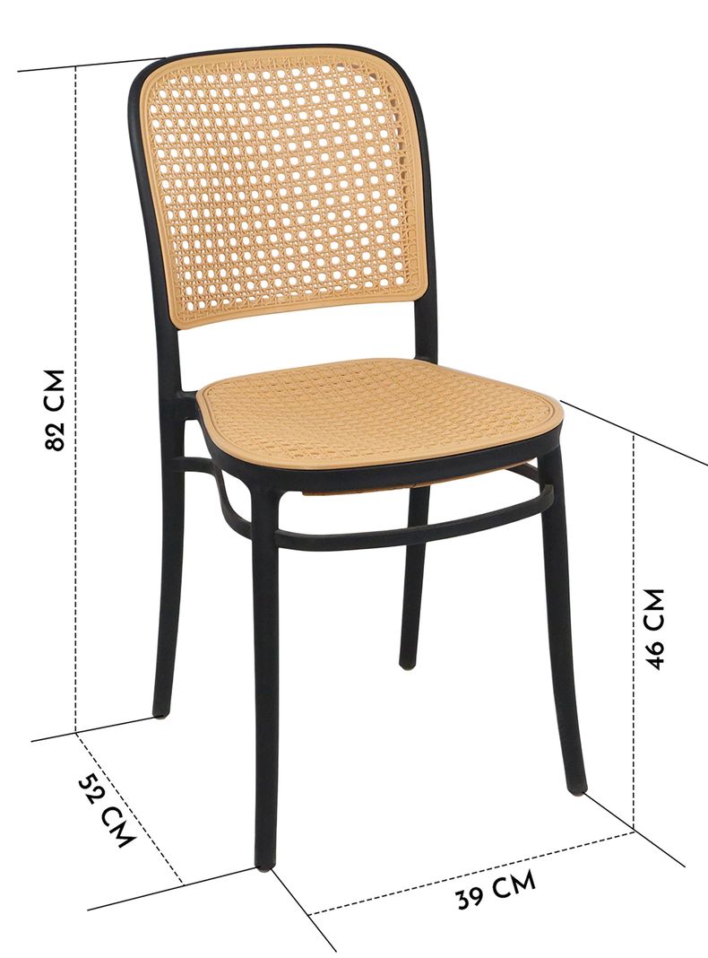 Pack 4 Sillas Terraza Plástica Cairo Negra/Beige-2