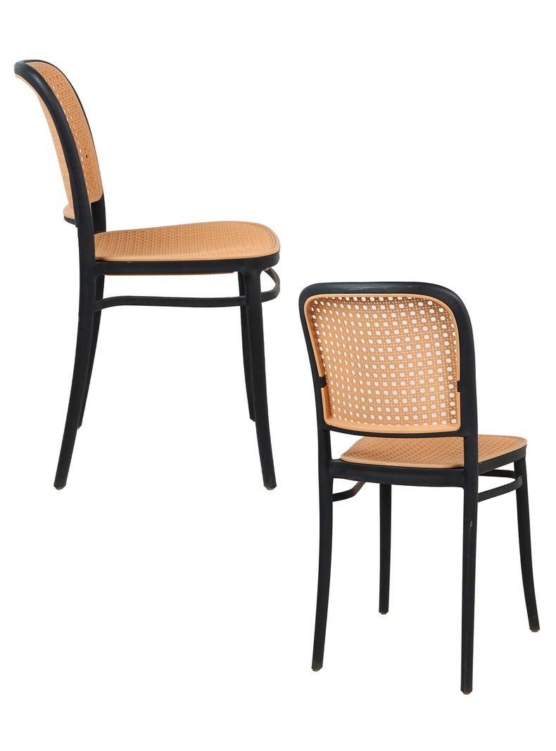 Pack 4 Sillas Terraza Plástica Cairo Negra/Beige-3