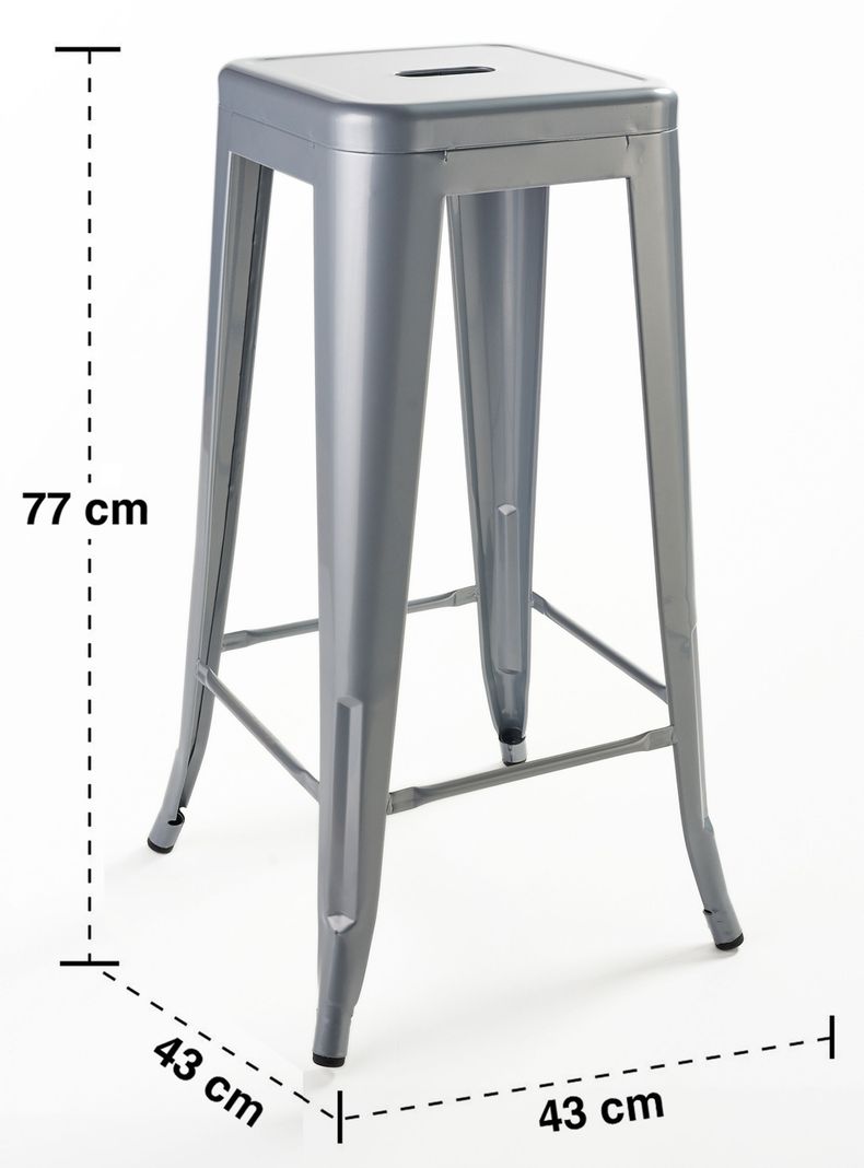 Pack 4 Pisos de Bar Metal Tolix Gris-2