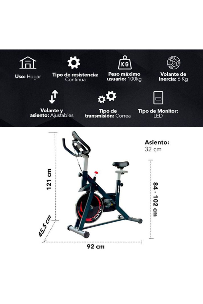 Bicicleta Spinning Atletis K100 Volante 6 Kg-2