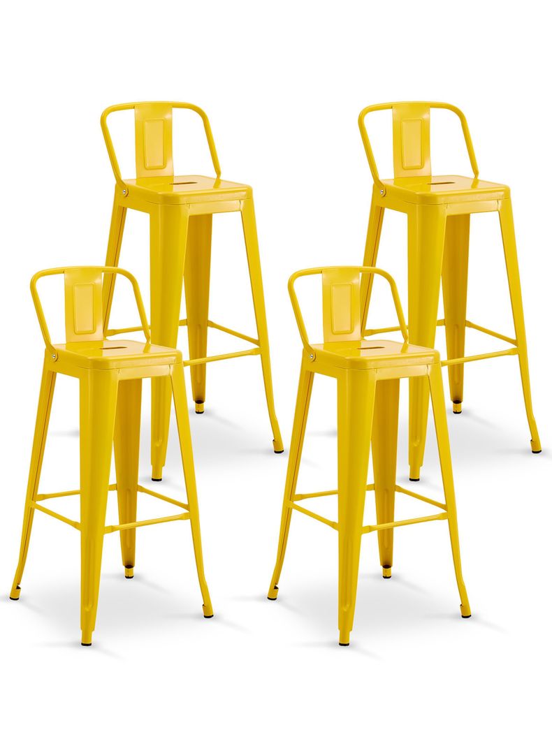 Pack De 4 Silla Alta Metal Amarillo... a $84.990