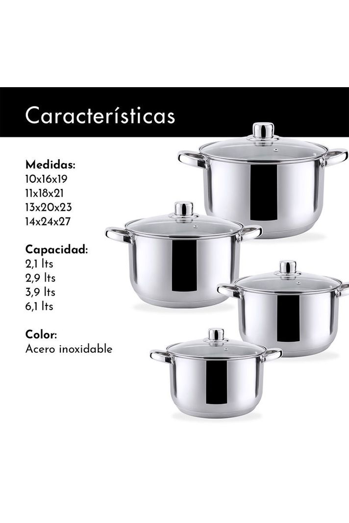 Set Baterías 8 Piezas Acero Inoxidable Bremen Gri-2