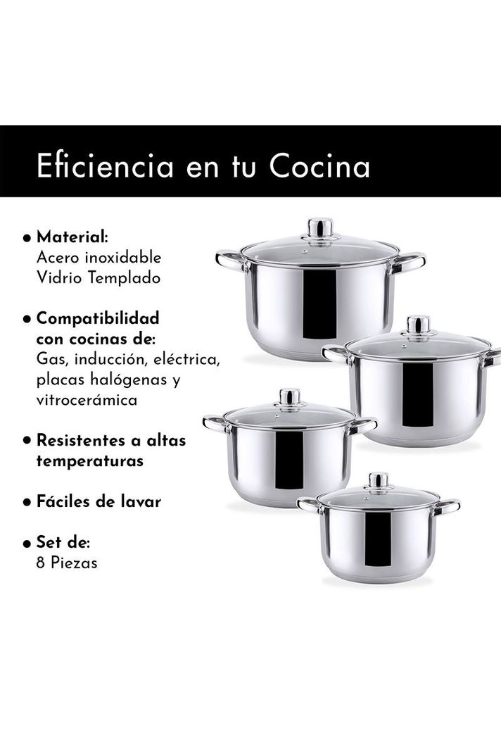 Set Baterías 8 Piezas Acero Inoxidable Bremen Gri-3