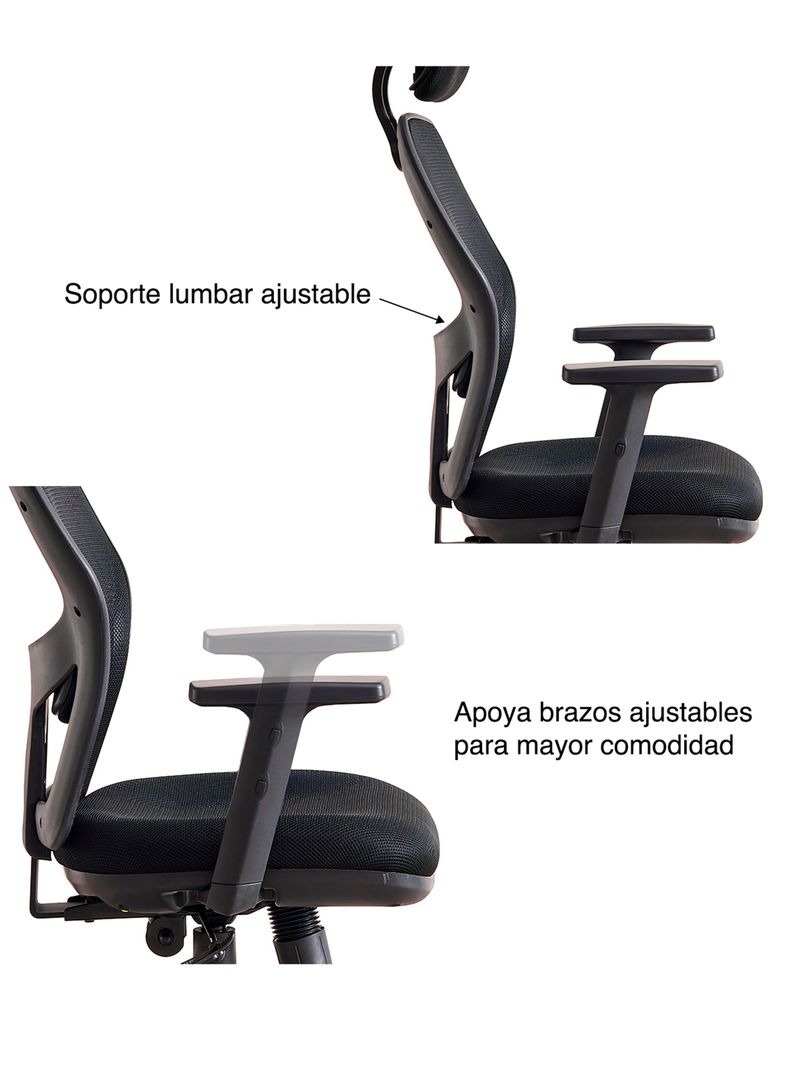 
Silla de Oficina Ergonométrica Design Ergo Full - Negro-3