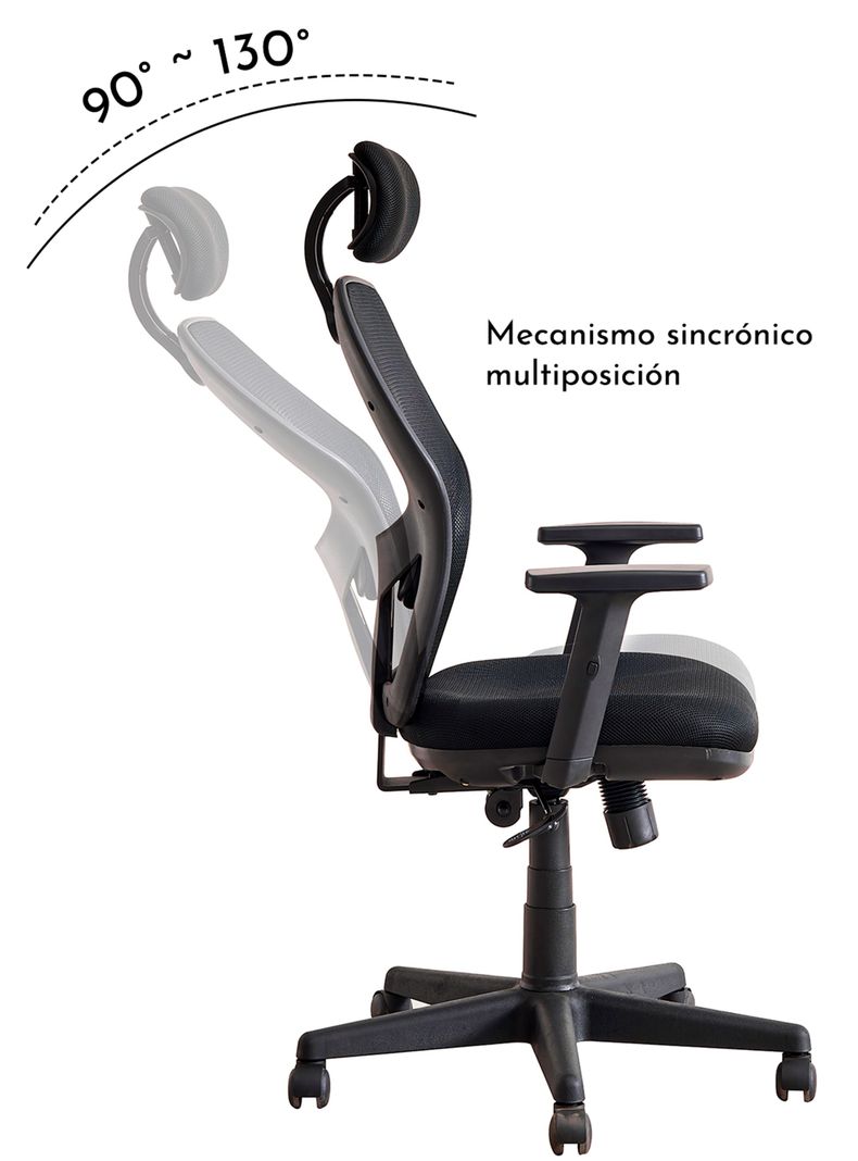 
Silla de Oficina Ergonométrica Design Ergo Full - Negro-6
