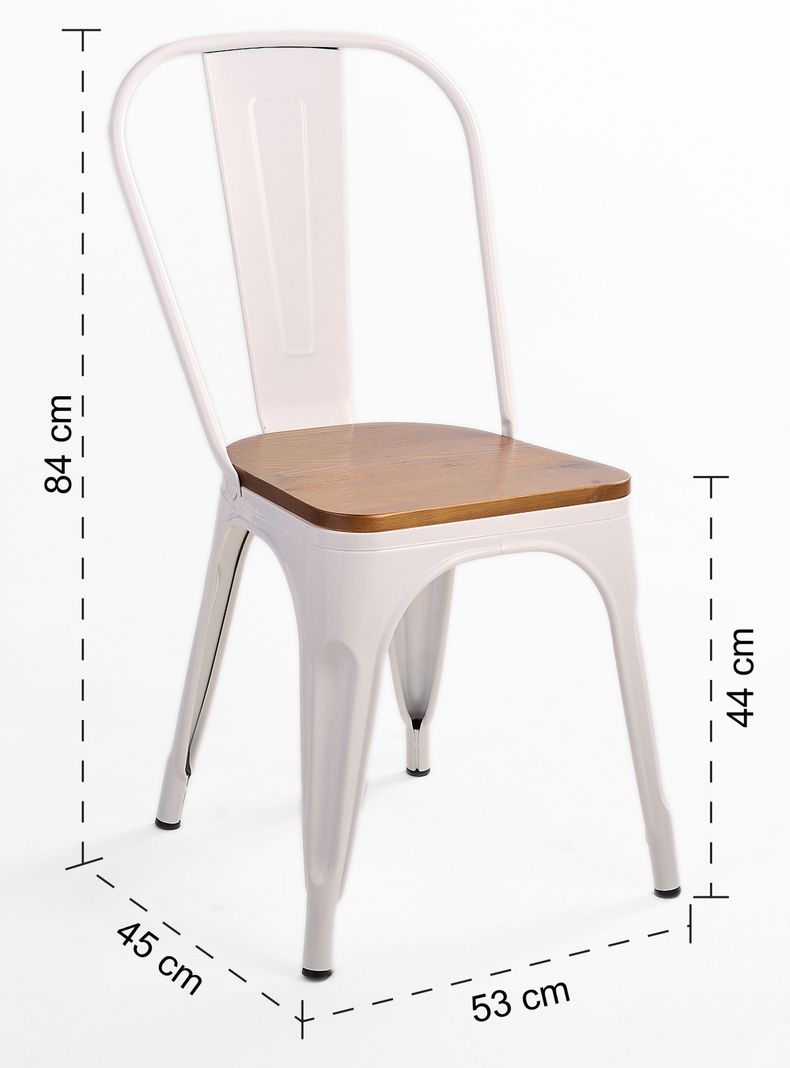 Pack 4 Sillas Tolix Asiento de Madera Blanco-2