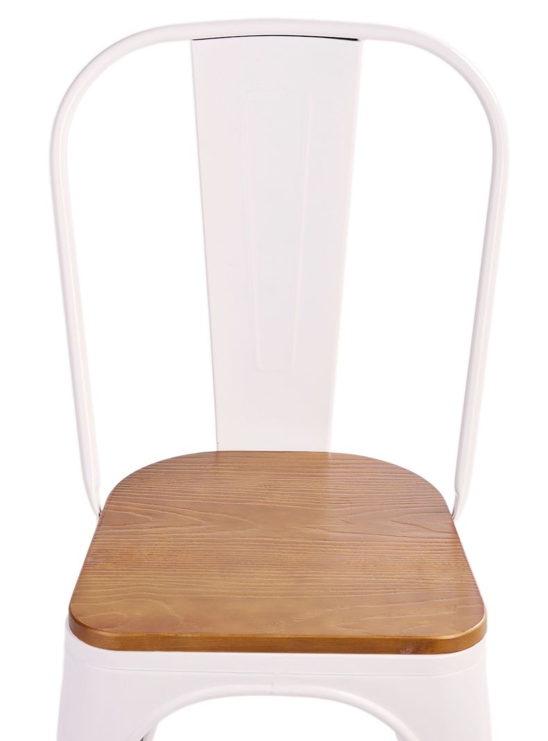 Pack 4 Sillas Tolix Asiento de Madera Blanco-4