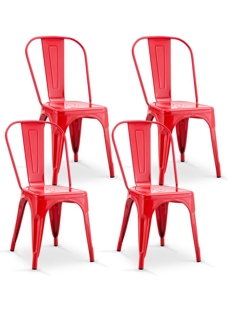 Pack De 4 Silla Metal Tolix Rojo-0