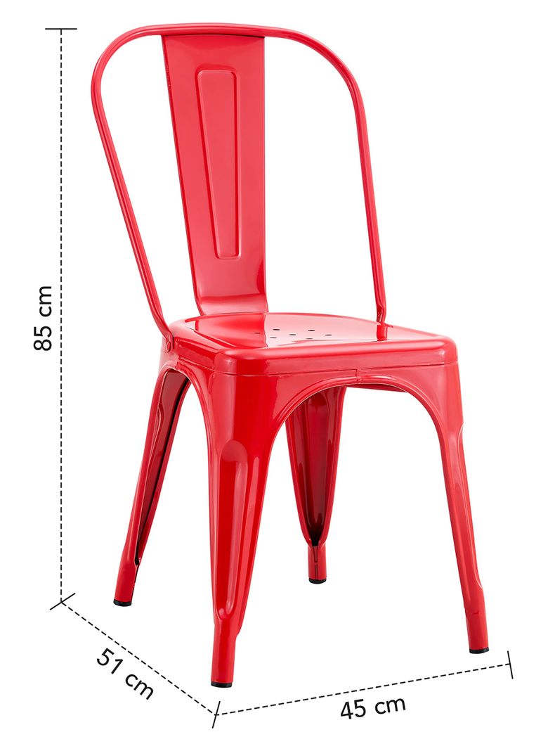 Pack De 4 Silla Metal Tolix Rojo-7