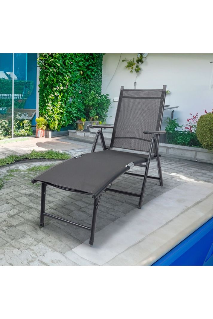 Reposera Aluminio Plegable Gris-1
