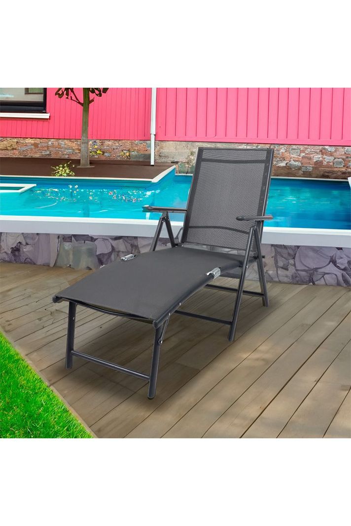 Reposera Aluminio Plegable Gris-5