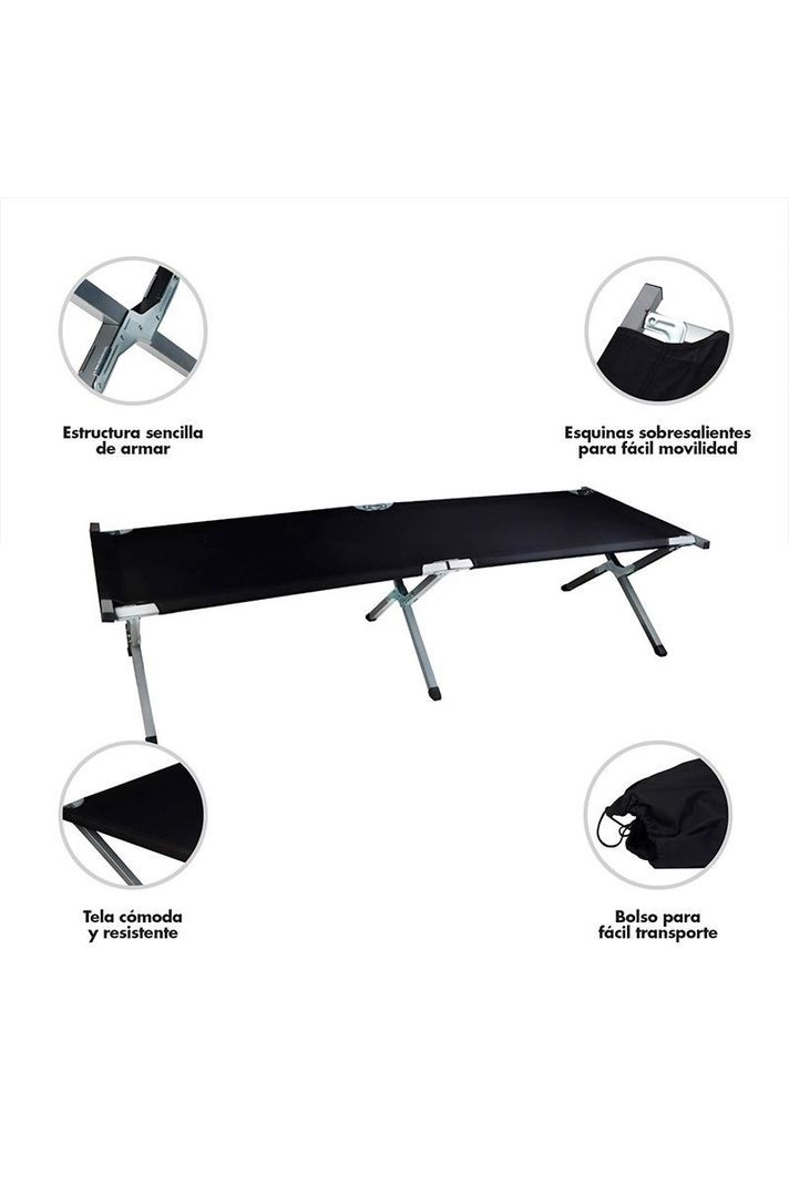 Cama Plegable  1 Persona Negro-3