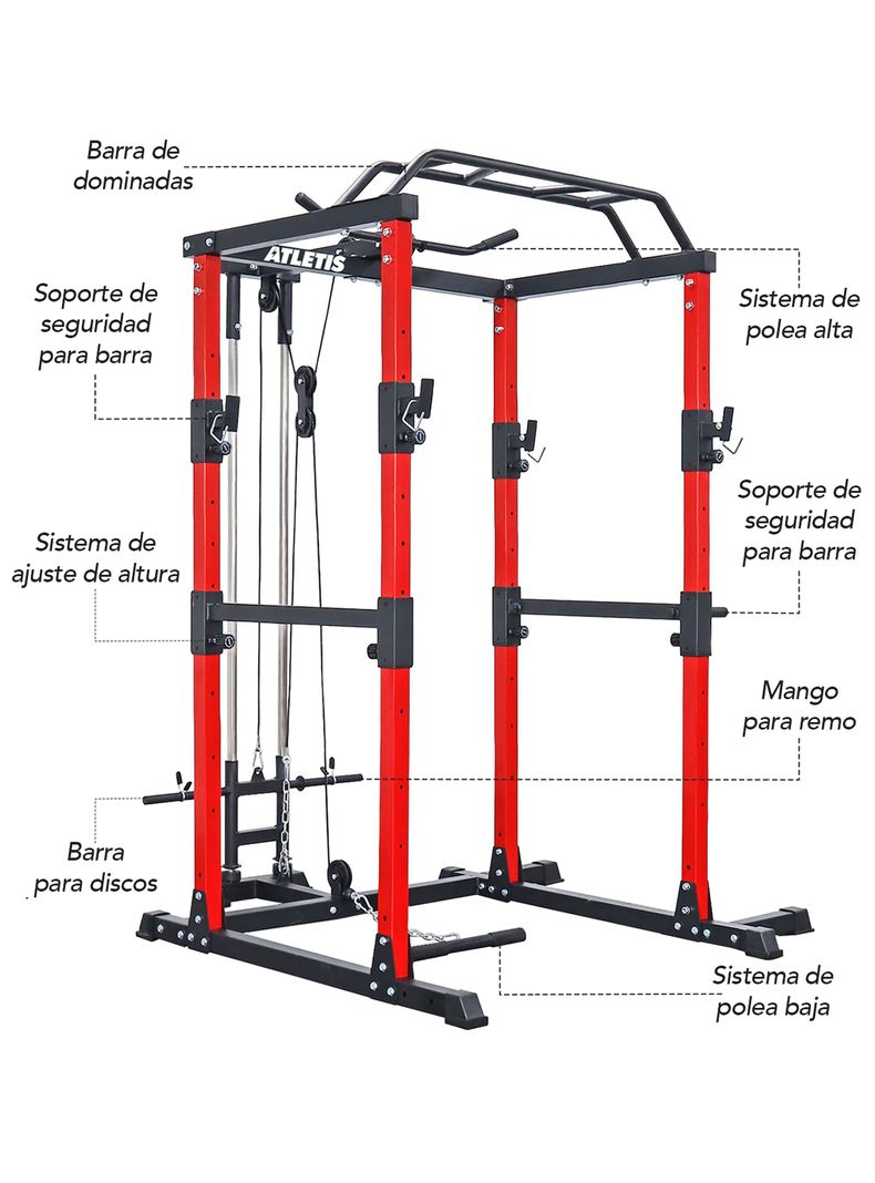 Jaula Power Rack de Potencia Multifuncional-2