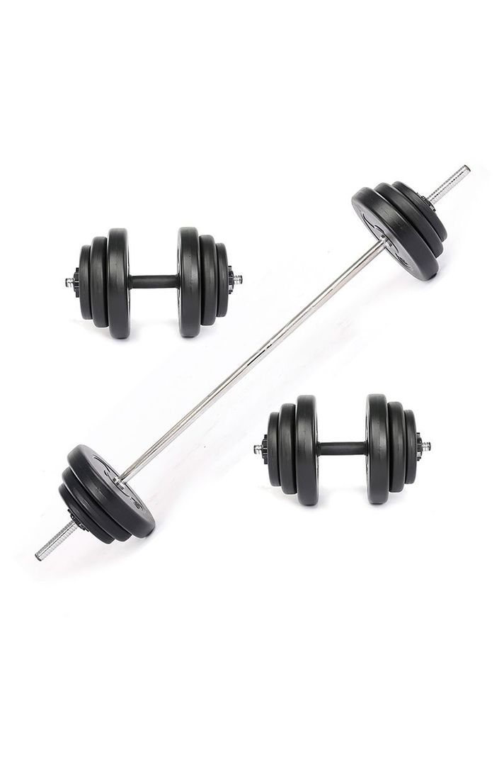 Set de Mancuernas y Barra 40,8 Kg 2 en 1 Negro-0