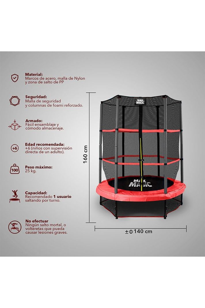 Cama Elástica 140 cm Rojo-2