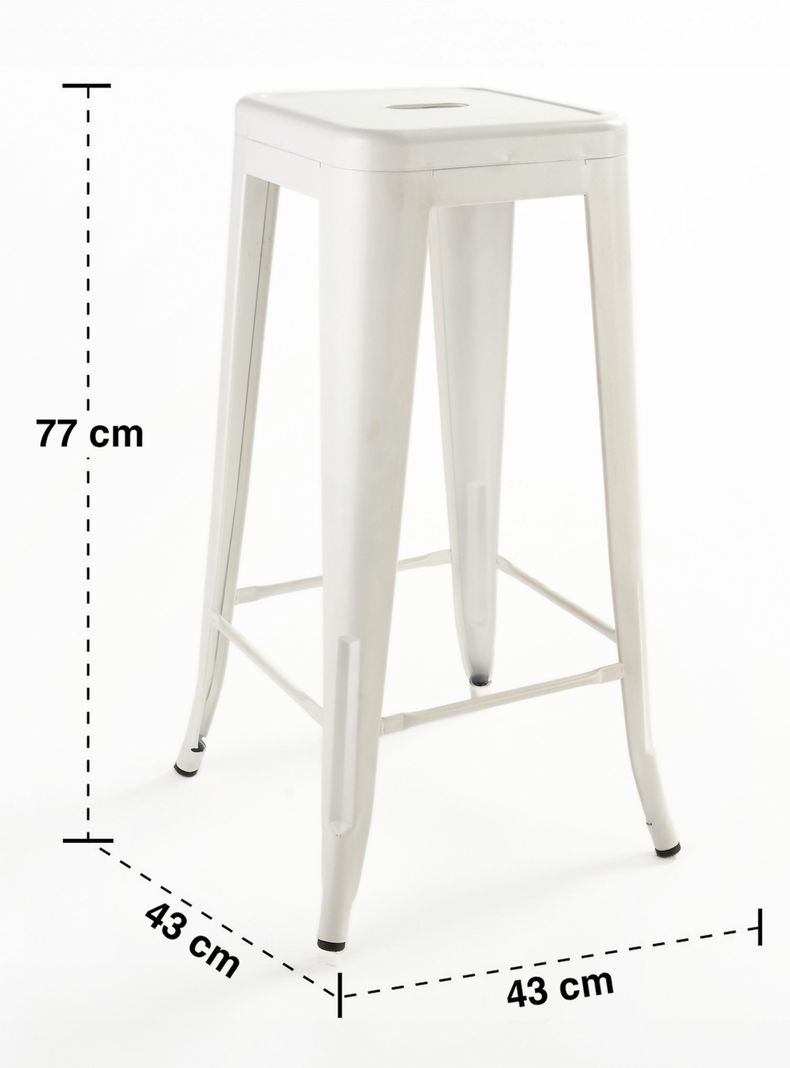 Pack 4 Pisos de Bar Metal Tolix Blanco-2