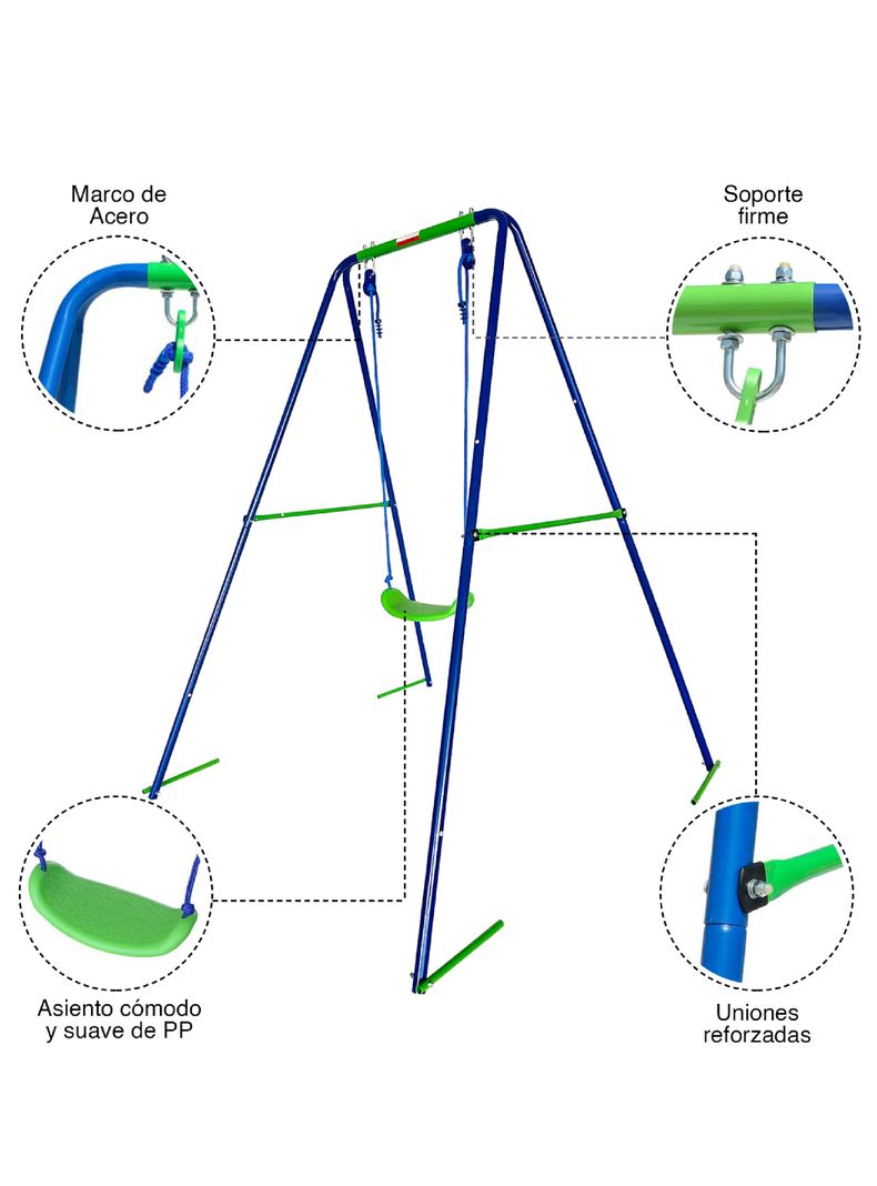 Columpio Infantil Max Magic Azul con Estructura de Acero -3