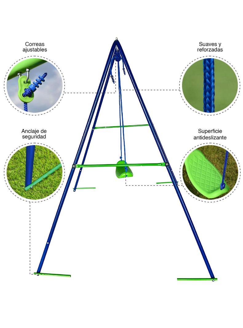 Columpio Infantil Max Magic Azul con Estructura de Acero -4