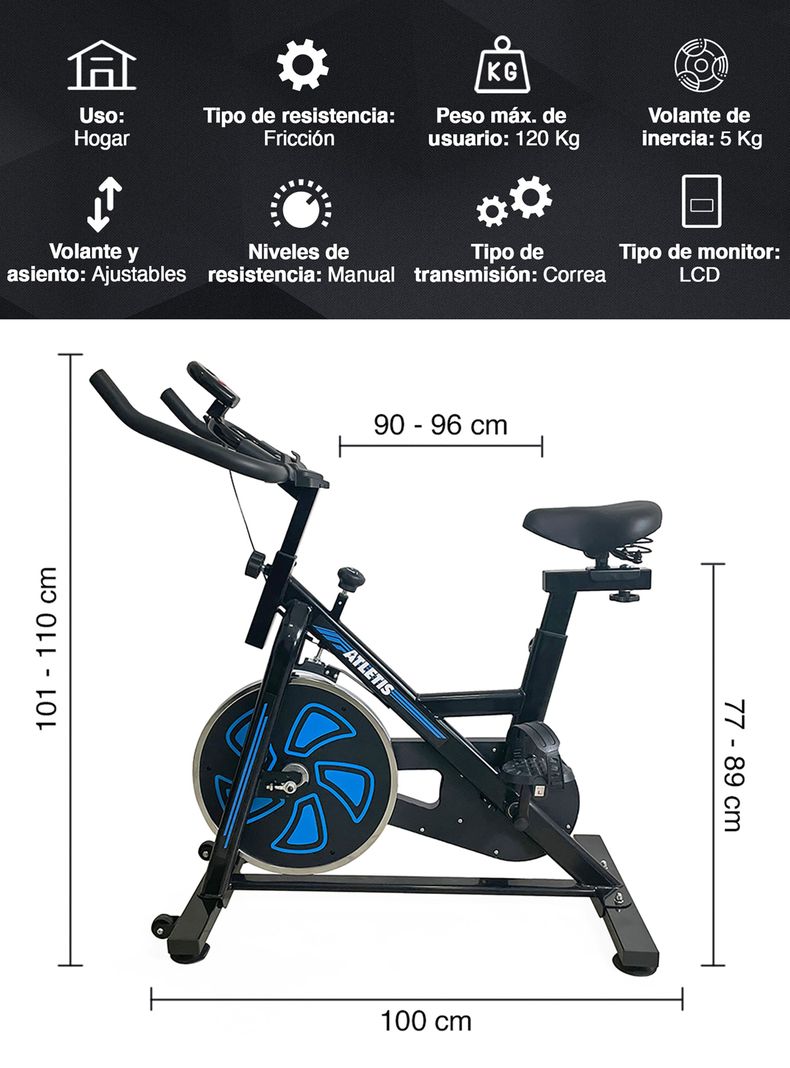 Bicicleta Spinning Racing Fitness Volante 5 Kg Negro-2