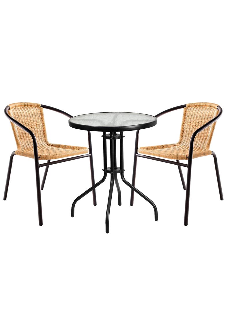 Set terraza Maceio 2 sillas + Mesa vidrio 70x60 cm Beige-0
