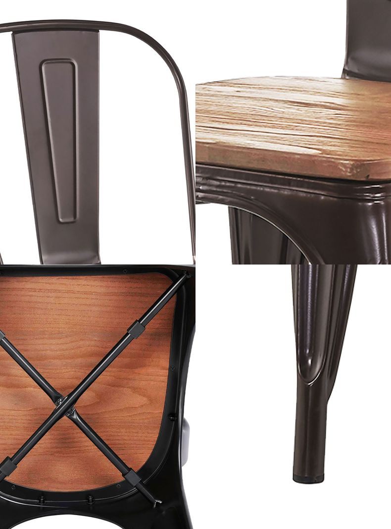 Pack 4 Sillas Tolix Vintage Asiento Madera Café-4