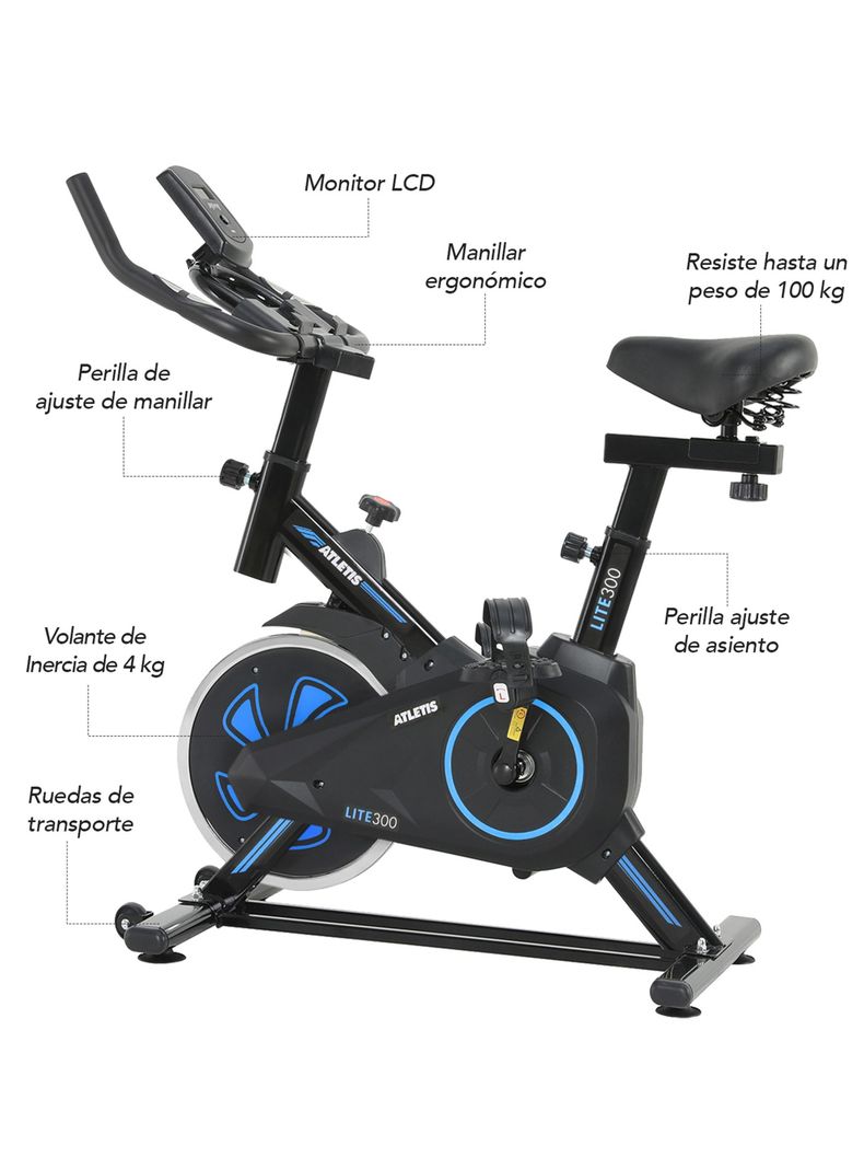 Bicicleta Spinning Atletis Lite 300 Celeste 4 Kg-1