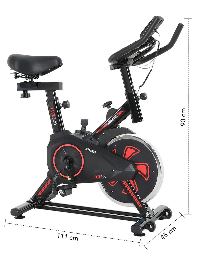 Bicicleta Spinning Atletis Lite 300 Rojo Volante 4 kg-2