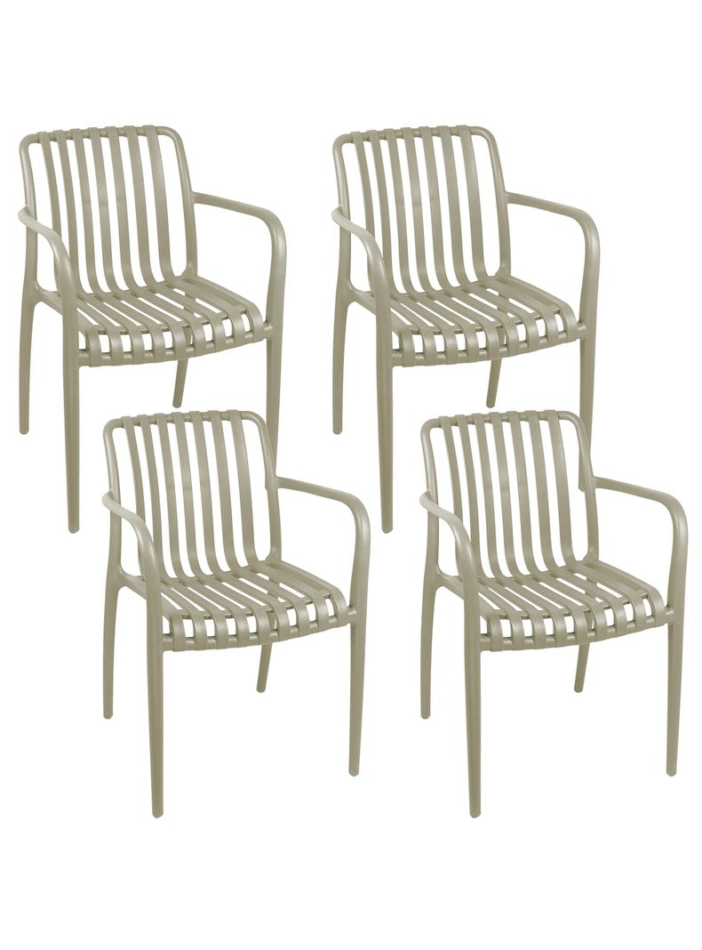 Pack 4 Sillas Terraza Plastica Giza Taupe