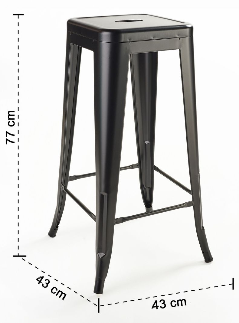 Pack 4 Pisos de Bar Metal Tolix Negro-2