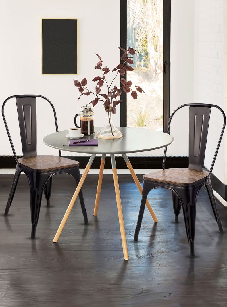 Pack 4 Sillas Tolix Vintage Asiento Madera Negro-1