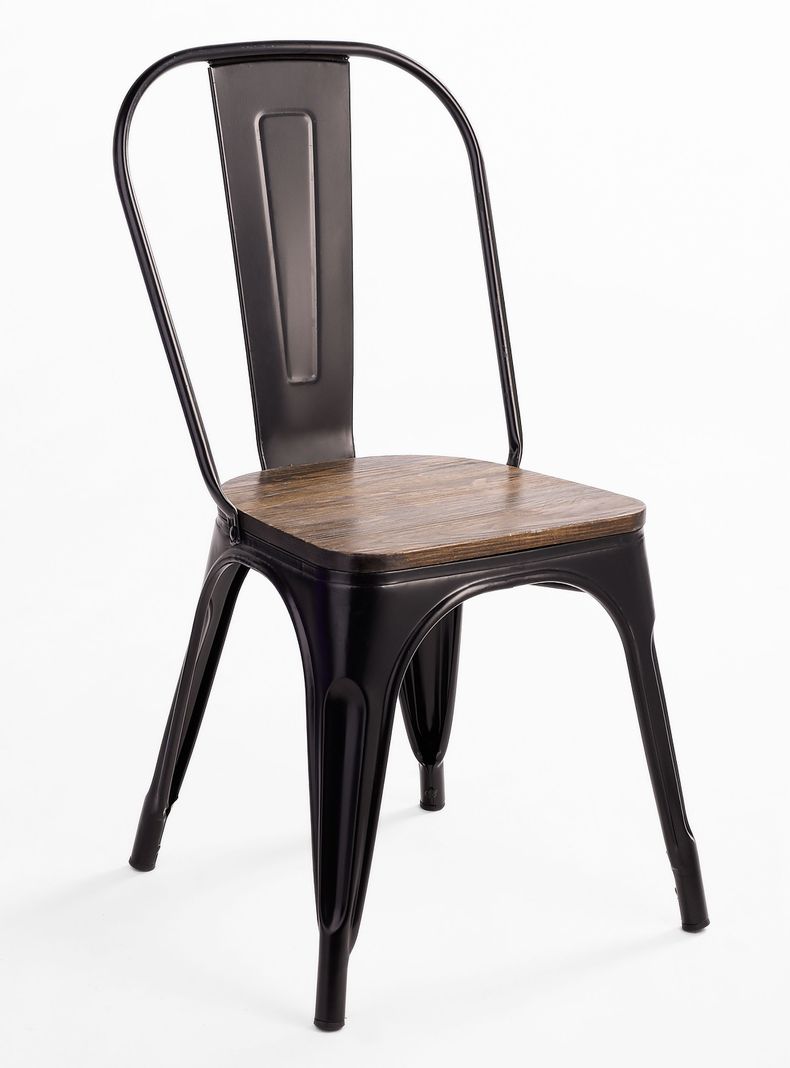 Pack 4 Sillas Tolix Vintage Asiento Madera Negro-3