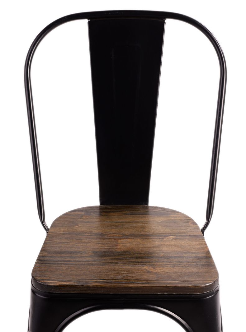 Pack 4 Sillas Tolix Vintage Asiento Madera Negro-5