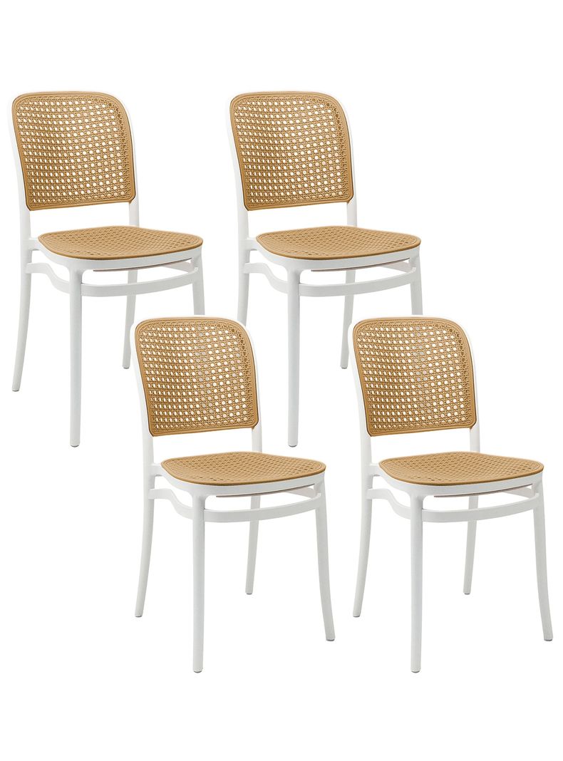 Pack 4 Sillas Terraza Plástica Cairo Blanca/Beige-0