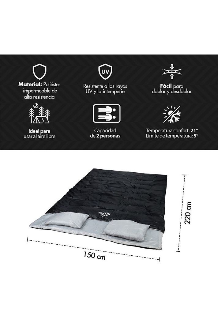 Saco De Dormir 2 Personas 300 Grs Negro-2