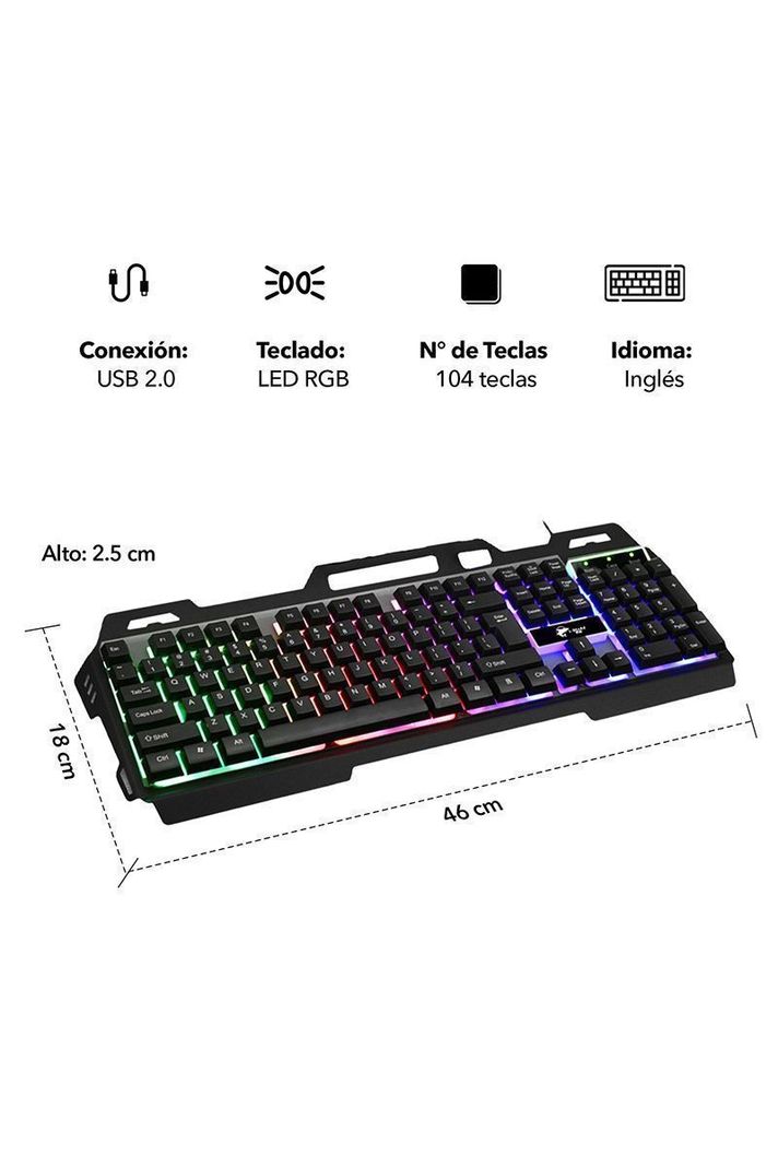 Pack Teclado Metal RGB+Mouse 1600dpi Gamer Negro-4