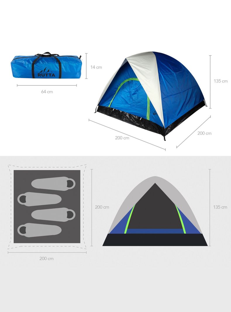 Carpa 4 Personas Camping Outdoor color Azul-6