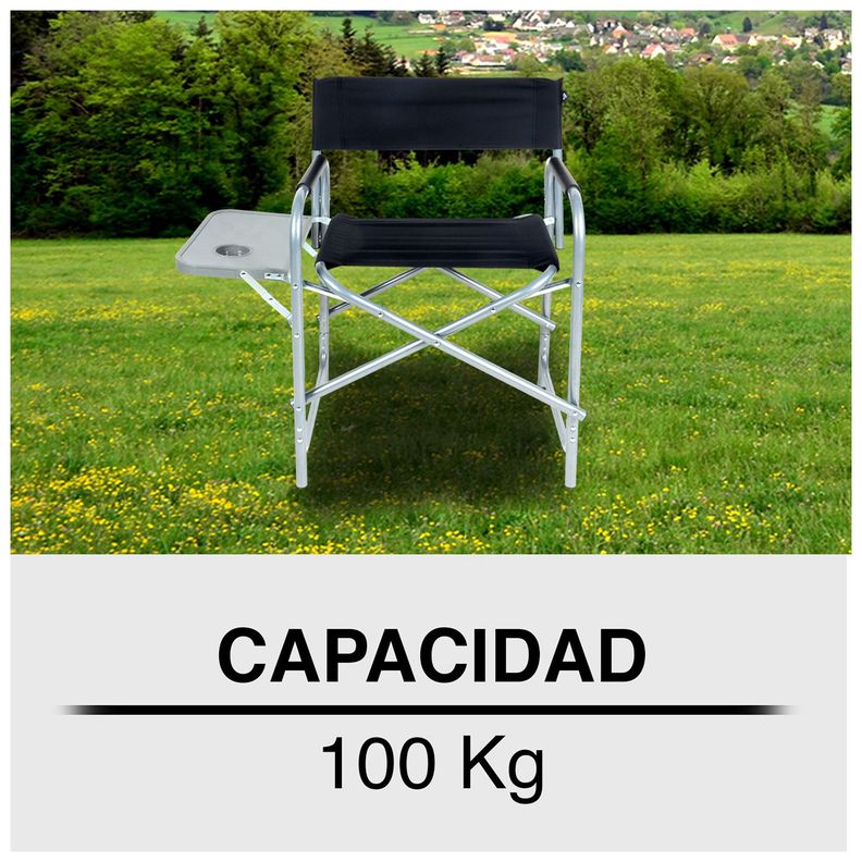 Silla con Bandeja Plegable Negro-4