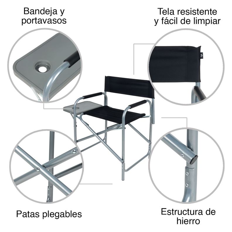 Silla con Bandeja Plegable Negro-3