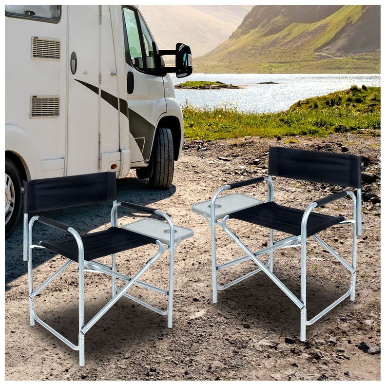 Silla con Bandeja Plegable Negro-5