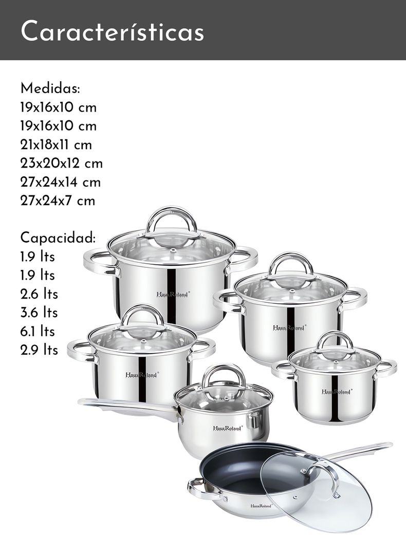 Batería 12 piezas acero inoxidable Hamburgo-2