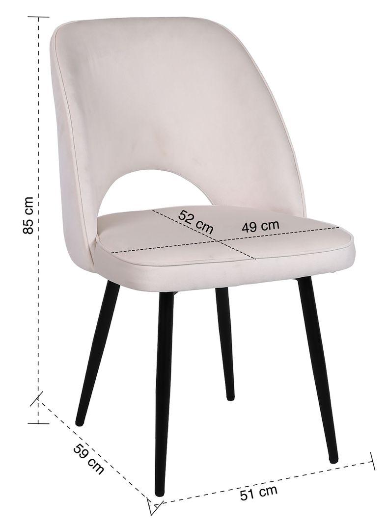 Pack 2 Sillas de Comedor Terciopelo Oval Beige-7