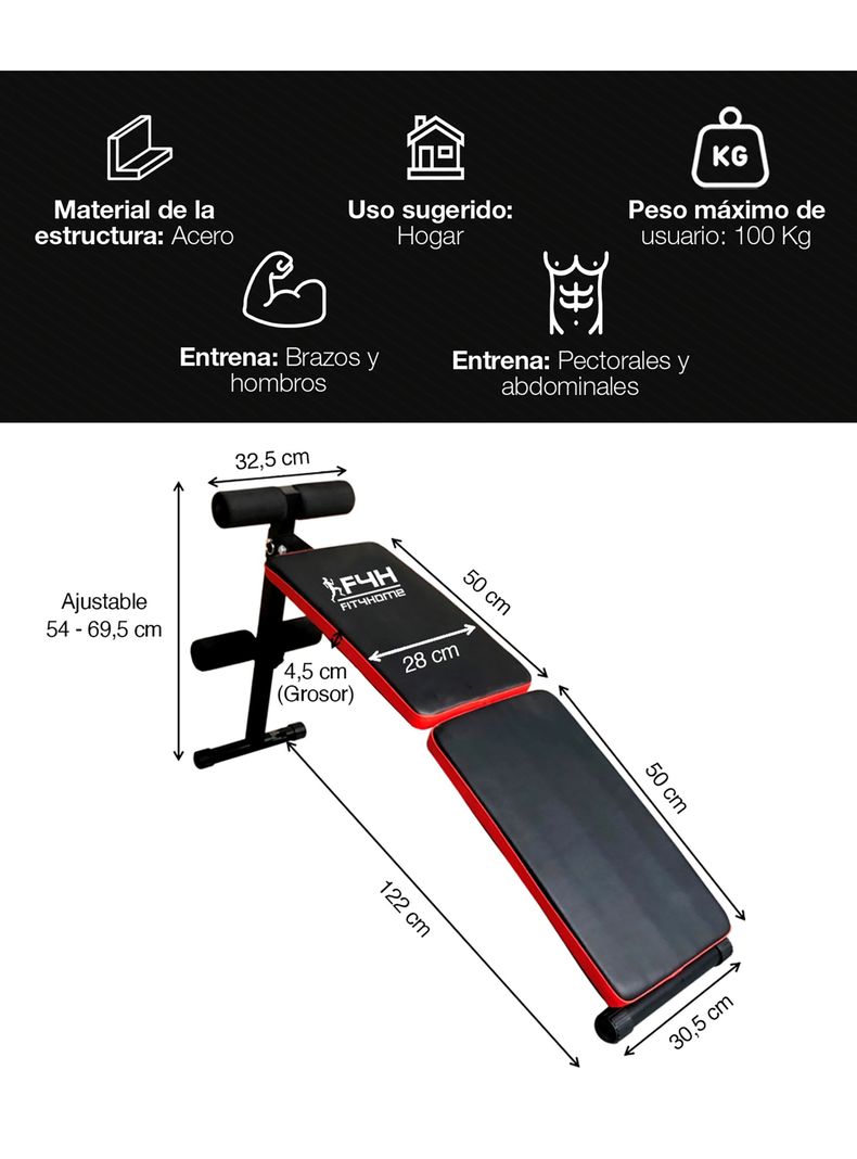 Banco Entrenamiento Abdominales HomeFit A100 Negro-2