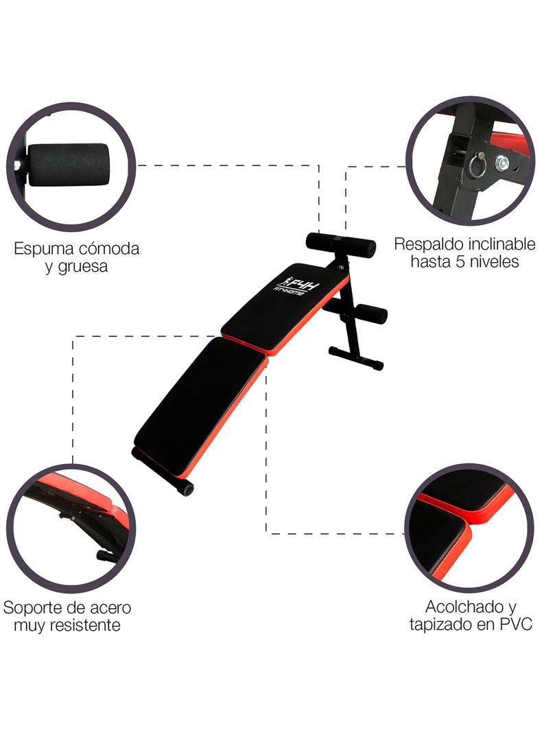 Banco Entrenamiento Abdominales HomeFit A100 Negro-3