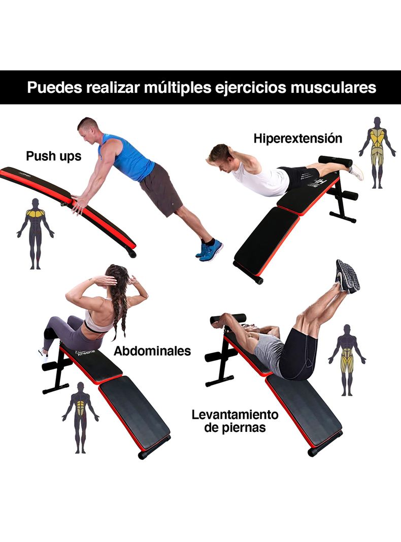 Banco Entrenamiento Abdominales HomeFit A100 Negro-4