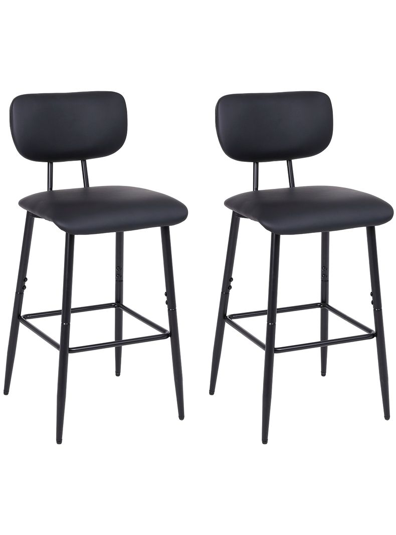 Pack 2 Pisos de Bar de Cocina Mid-Century con Respaldo Negro-0