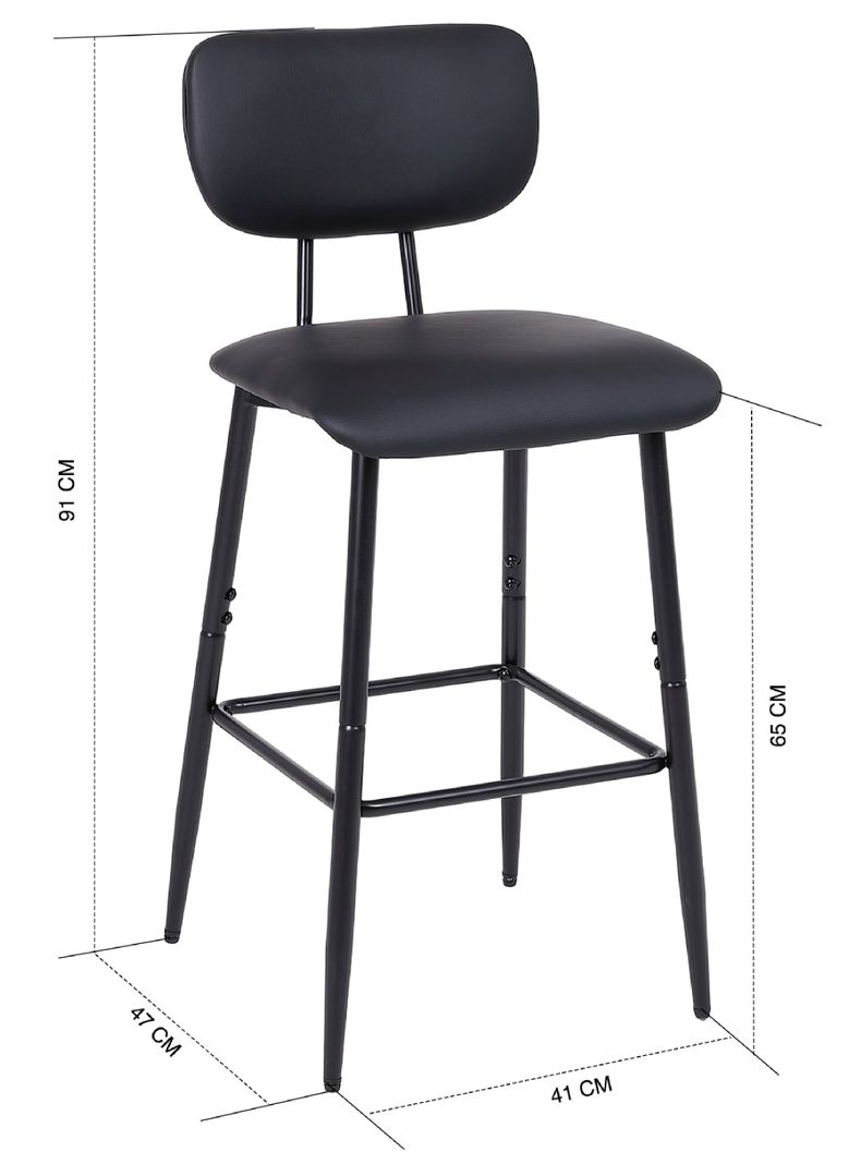 Pack 2 Pisos de Bar de Cocina Mid-Century con Respaldo Negro-7
