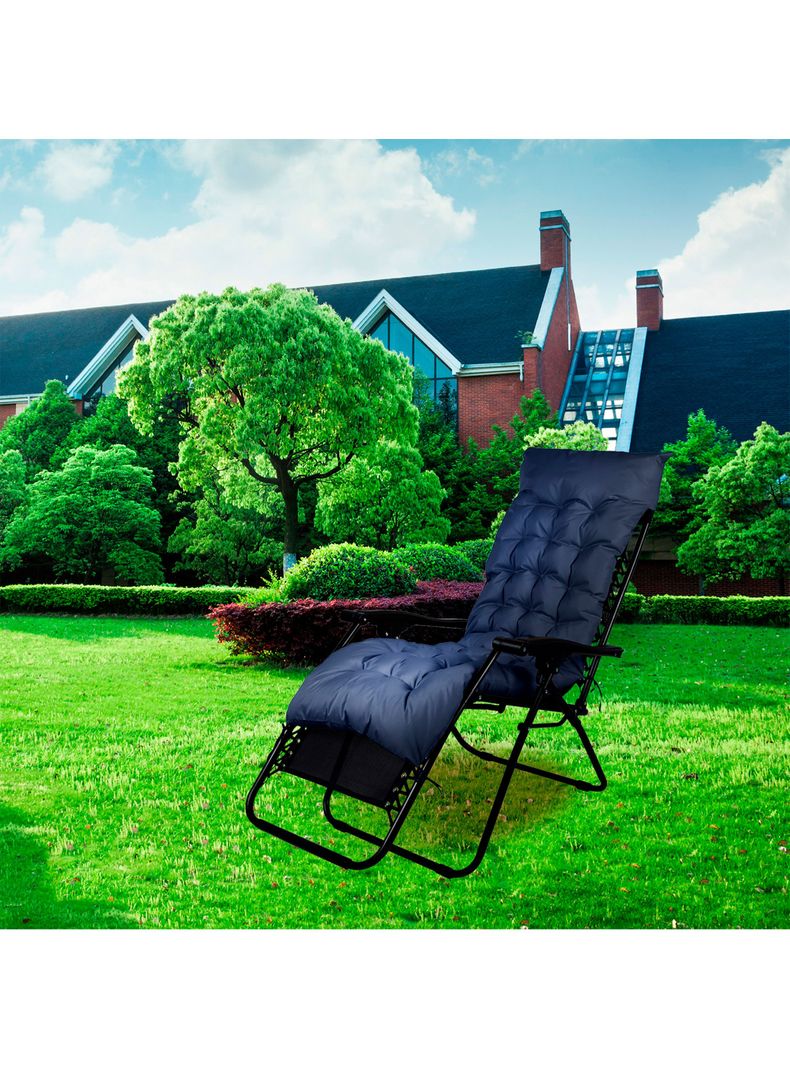 Reposera Plegable y Reclinable Acolchada Azul-5