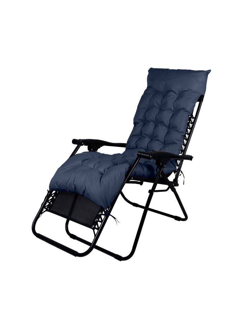 Reposera Plegable y Reclinable Acolchada Azul-0